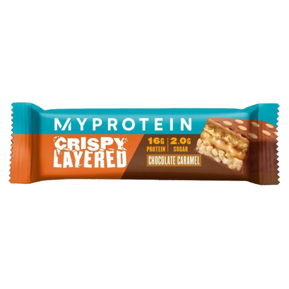 MyProtein Crispy Layered Bar 58 g - čokoláda, karamel