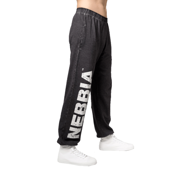 Nebbia Washed-off volné baggy tepláky s kapsami GYM BRO 373