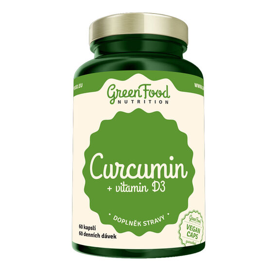 GreenFood Curcumin + vitamín D3 - 90 kapslí