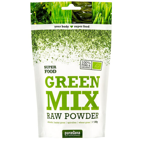 Purasana Green Mix Powder BIO 200 g - bez příchutě