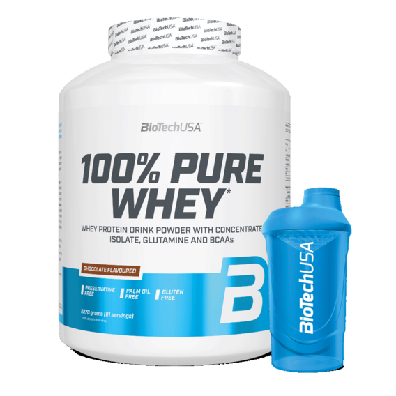 100% Pure Whey 2270g + šejkr BiotechUSA 600ml