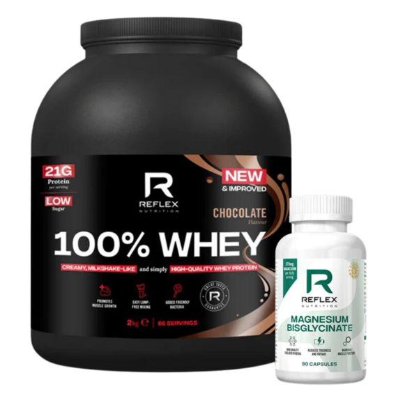 100% Whey Protein 2kg + Albion Magnesium 90cps